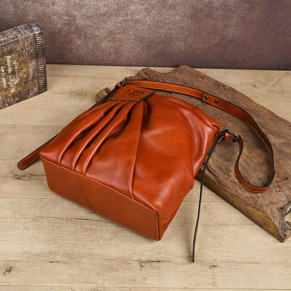 Johnature Borsa a Spalla a Tracolla Retrò Pelle Vera Pieghe Borsa da Donna di Alta Gamma e Multiuso