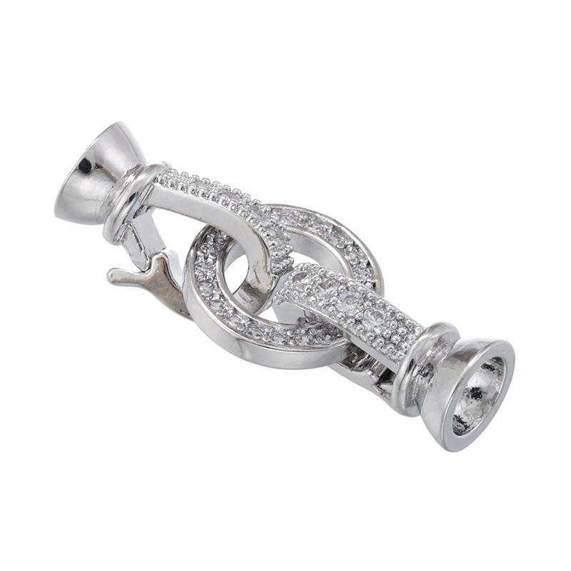 ZHUKOU Hooks for jewelry making women bracelet jewellery making supplies Cubic zirconia connectors jewelry materials VK197