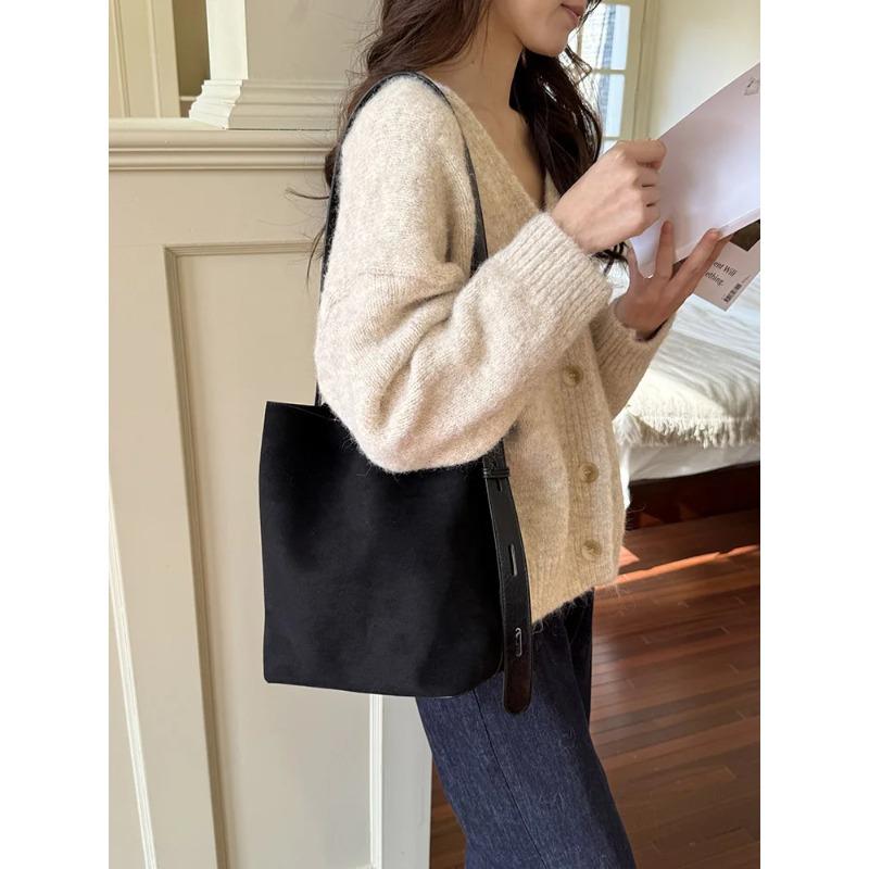

2026 New Autumn/Winter Retro Suedette Crossbody Bag Large Capacity Shoulder Bag Fashi Daily Commuter Women s Bag чёрный