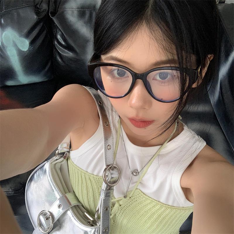 Spice Girl Sweet Cool Style Plain Myopia Glasses 2025 Love Flat Mirror Photo Cat Glasses Frame