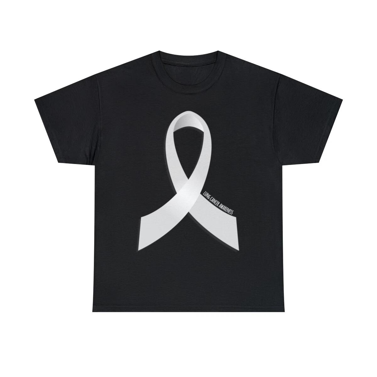 Lung Cancer Awareness Ribbon Graphic Tee Shirt, S-5XL S
