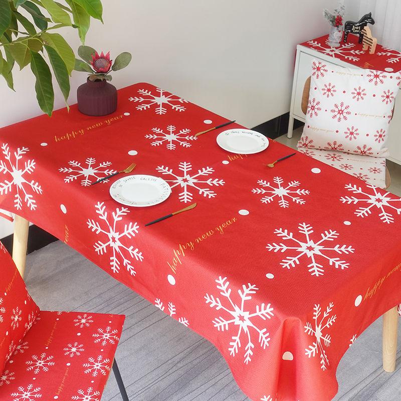 Nordic Ins Party New Year Tablecloth Red Tablecloth Waterproof /Antifouling Girl Heart Coffee Table Set Christmas Tablecloth