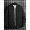Men Solid Color Stand Collar Thickened Warm Quilted Bomber Jacket Casual Outerwear