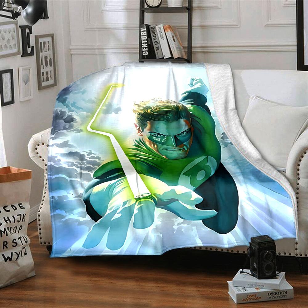 1pc Green Lantern Blanket Lightweight Flannel Throw For Sofa, Bed, Travel, Livingroom, Office, Couch, Chair, And Bed