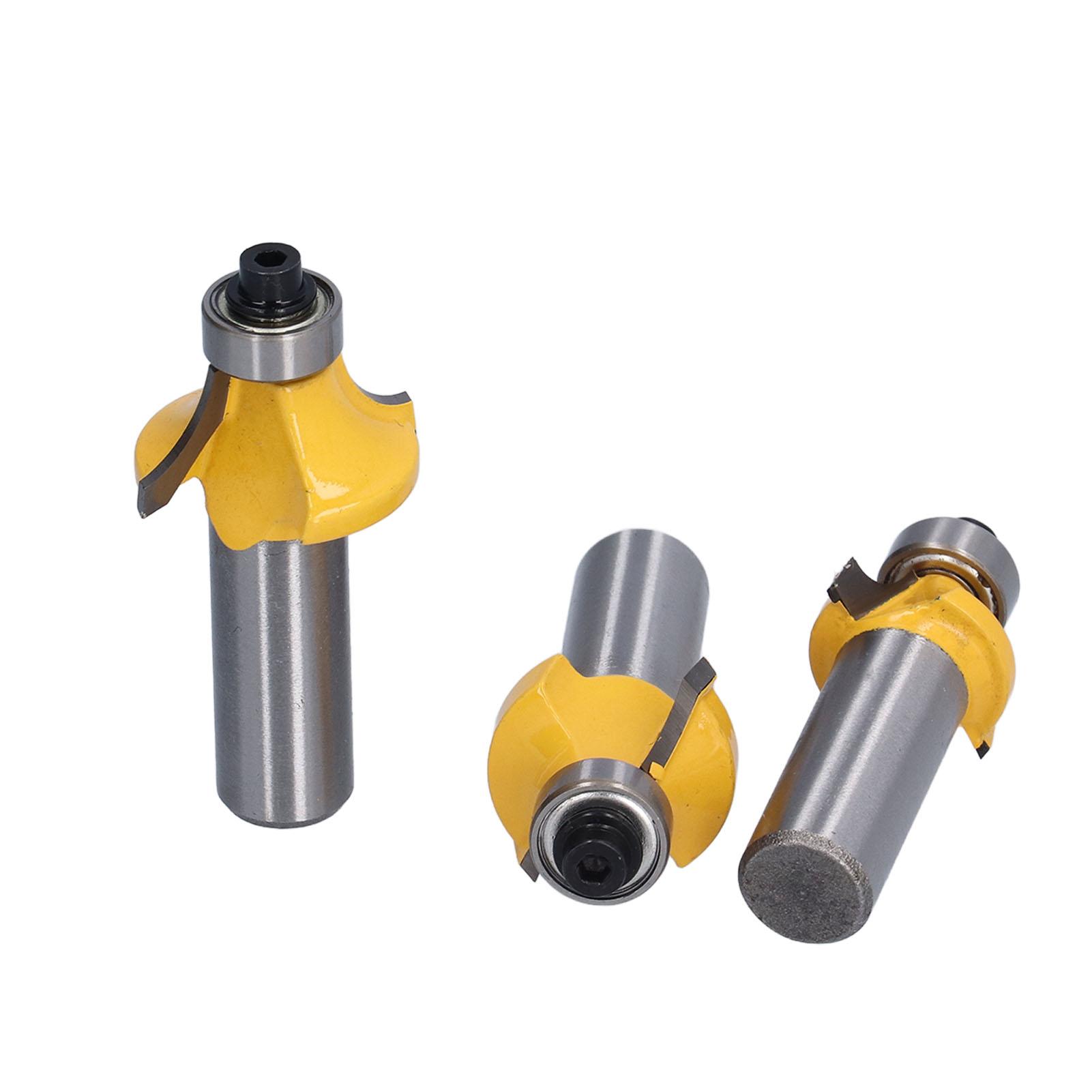 

4Pcs Router Bit 12in Shank Round Over Flush Trim Tool Set Kit for DIY Woodworking