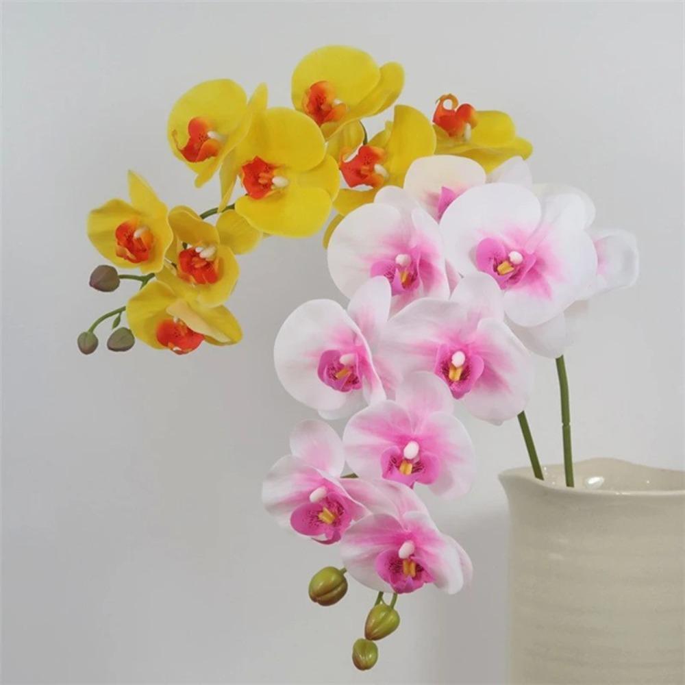 98cm Artificial Phalaenopsis Branch 3D Printing Fake Moth Orchids Green Plant  Wedding Party
