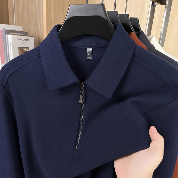 

2025 Velvet Half-Zip Lapel Hoodie Men s Casual Business Base Layer L темно-синього кольору
