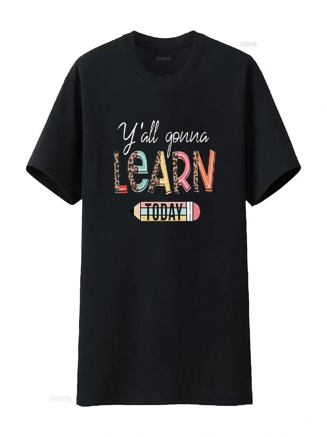 Teacher T Shirt For Women Y All Gonna Learn Today Letter Tops Casual Loose Basic Mom S Vintage Washed Graphic S разноцветный