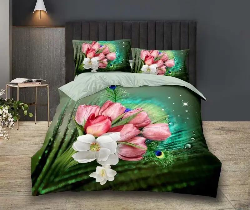 Bettwäscheset Luxus Blume Dobby Winter Bettbezug Set 3D Bett für Mädchen 100% Polyester Kissenbezüge Bettbezug 8F