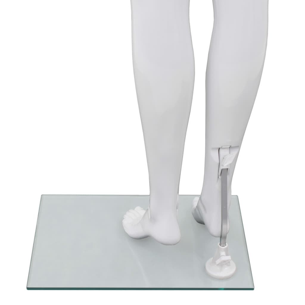 Vidaxl Manekin Damski Ze Szklaną Podstawą, Biały, Błyszczący, 175 Cm