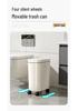Press-Type Trash Can with Lid and Wheels for Bathroom Crevice