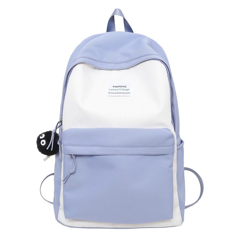 

Женский контрастный рюкзак большой емкости, школьный рюкзак для студентов синий