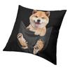 Niedlicher Shiba Inu-Welpe im Inneren, gefälschter Taschen-Kissenbezug, 50 x 50 cm, Samt, lustiger japanischer Hund, Dekokissenbezug, Heimdekoration, Kissenbezug