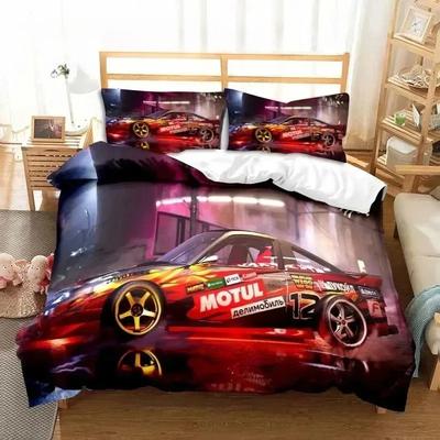3D-trykk Kul Racerbiler Driftebiler Sengetøy Sett Enkelt Twin Full Queen King Size Sengesett Voksen Gutter Soverom Menn Gutter Gave