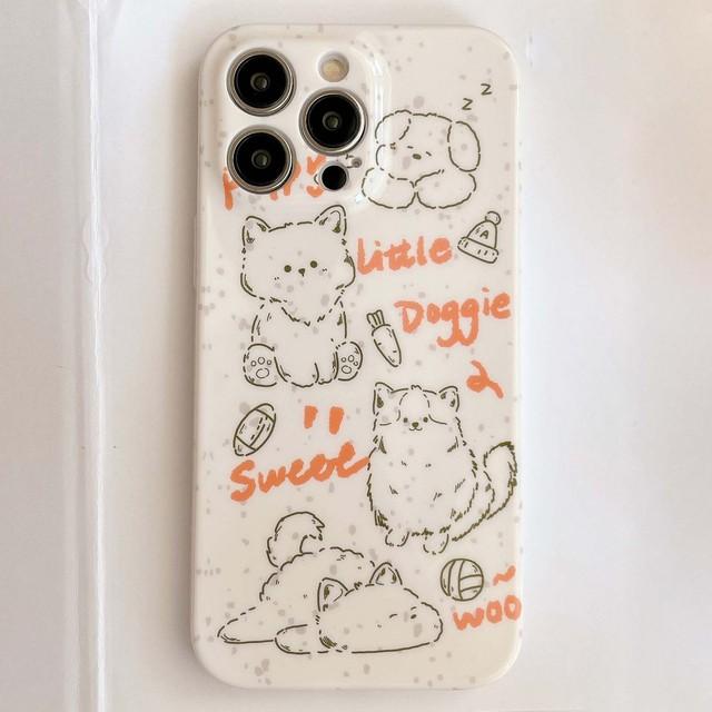 Ins Graffiti Cat Dog Bread Line Lucky Phone Case For Iphone 13 12 Promax 11 14 Pro Max Silicone Soft Imd Cute Cartoon Back Cover