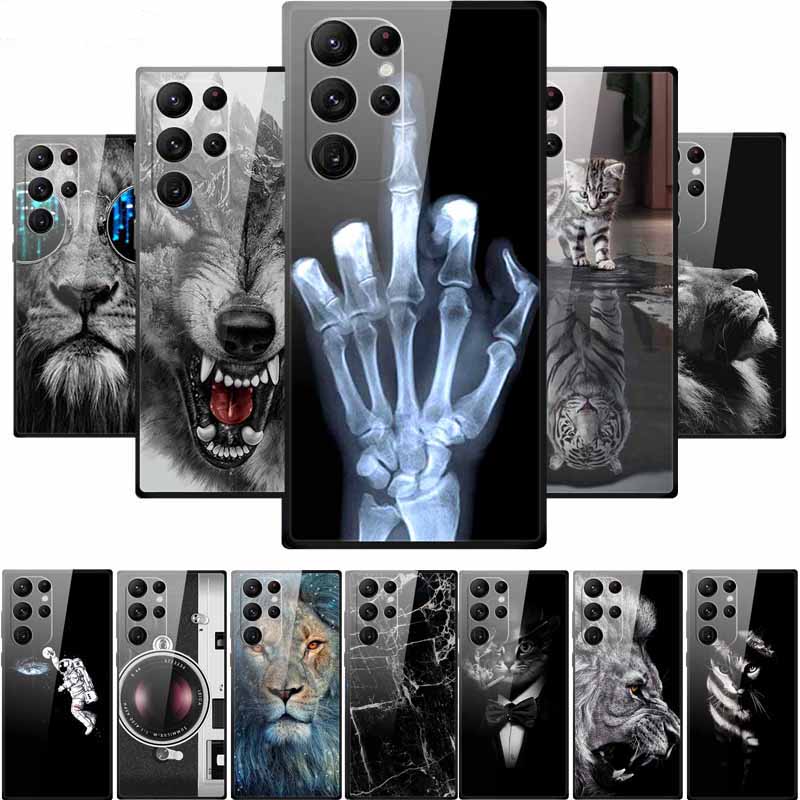 Gehärtetes Glas Case Für Samsung Galaxy S25 Ultra Case S 25 Ultra Hartes Rückseiten Cover Weicher Stoßfänger Für Samsung S23 S22 S24 Ultra Case