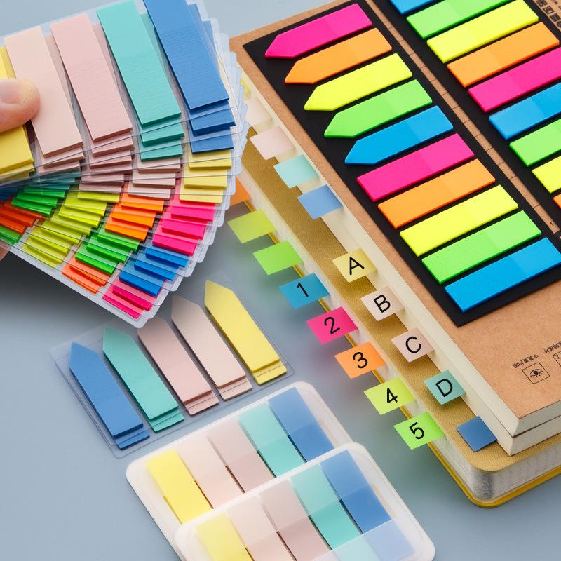 PET Index Sticker Color Marked Sticky Notes Office Cultural Supplies Student Stationery Semi-transparent Self Adhesive Strip TMZ