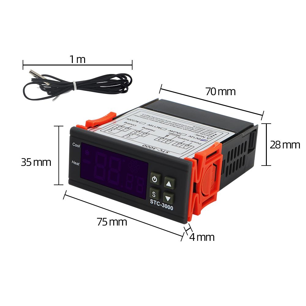 STC-3000 12V 24V 220V Temperature Controller Alert Sensing Refrigeration Heating Temperature Correction Hygrometer