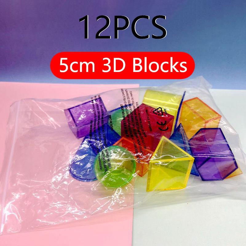 Children Transparent Blocks Montessori Toys 3D Geometric Shapes DIY Sensory Play Parish Educational Learning Light Table Toys