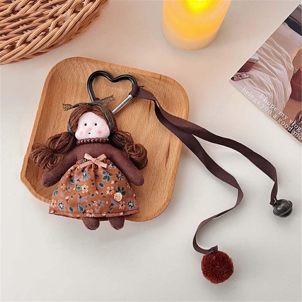 Cloth Floral Dress Dolly Girls Plush Stuffed Doll Cartoon Bag Pendant Backpack Decor