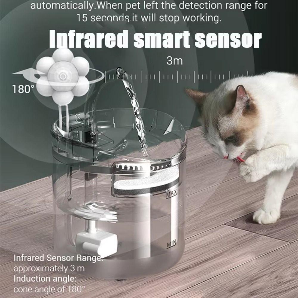 Energy Saving Cat Fountain  Motion Sensor Quiet Water Dispenser Control Switch  Living Room