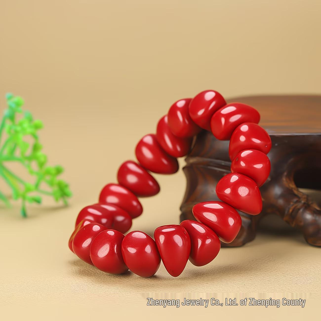 Blood Red Flower Amber Irregular Shape Retro Bracelets красный