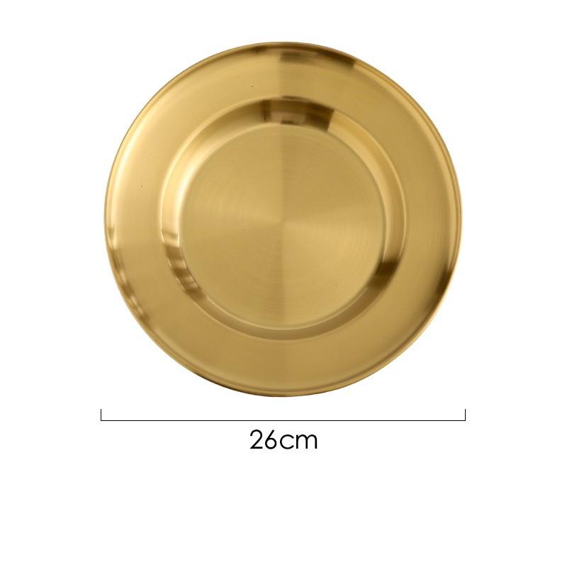 Round Kitchen Bar Tableware Cake And Fruit Snack Salad Plate Kitchen Accessories Stainless Steel Plate Camping Picnic Plate