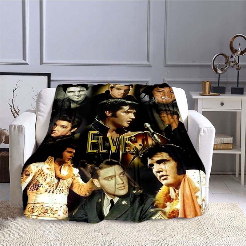 Various Styles of E-Elvis Pattern 3D Printed Rock Singer Sofa Blankets, Suitable for Adult and Children's Bedrooms and Living