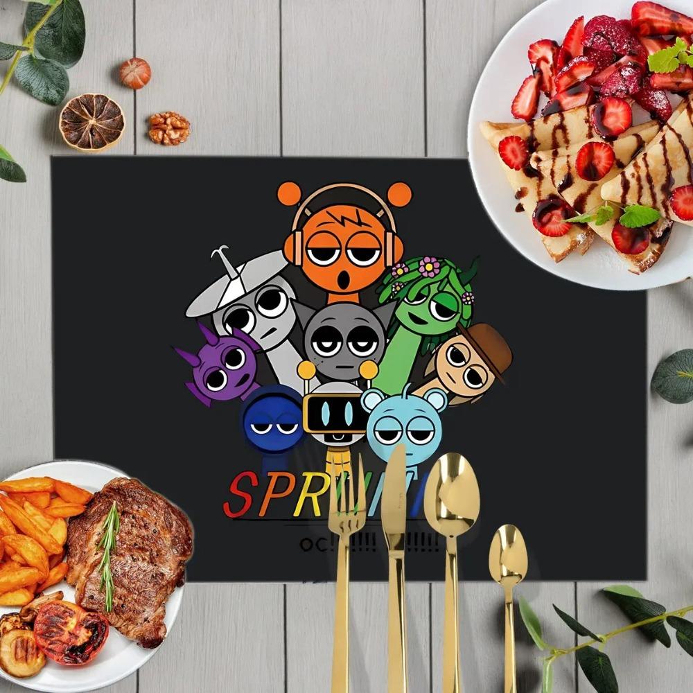1 Stück Cartoon Sprunki Tischsets für das Essen Sprunki Incredibox Leinen Platzset Kaffeetassenuntersetzer Küchen Geschirrtrockenmatten
