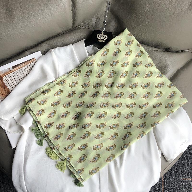 

New Luxury Brand Lovely Floral Tassel Cotton Viscose Shawl Scarf Lady High Quality Soft Wrap Pashmina Stole Bufanda Muslim Hijab
