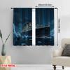 2D Flat Printing 2pcs Party Curtains Shipwreck 100% Polyester,Without Electricity Summer Party Decorations Perfect for Hotel