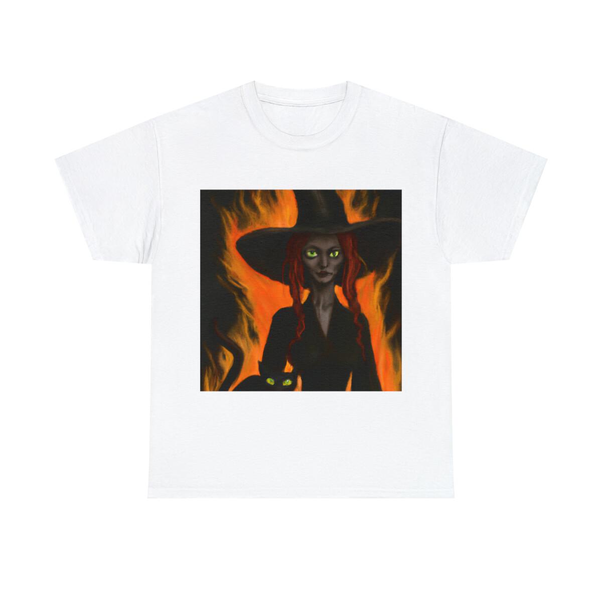 Halloween Witch Black Cat T Shirt Art Tee Unisex Adult Moon Scary Trick or Treat S