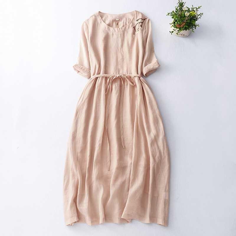 Spring and Summer Mid-length Long-sleeved Dress with A Waistline Design