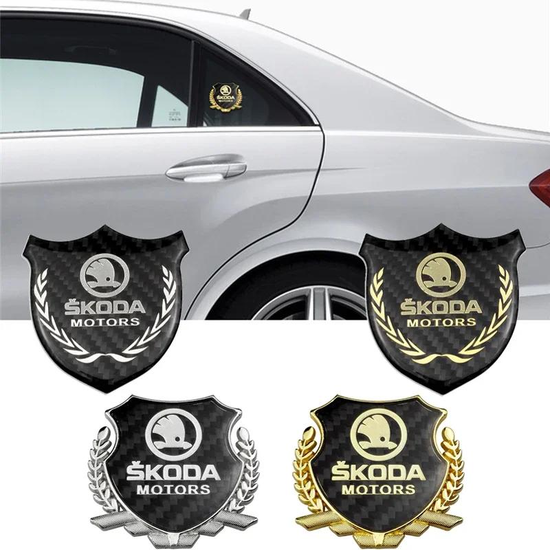 YSAG7 1pc Car Sticker Side Badge for Skoda Yeti Karoq Felicia Roomster Octivia 2 A5 Rapid Kodiaq Superb Fabia 1 Kamiq Exterior Emblem
