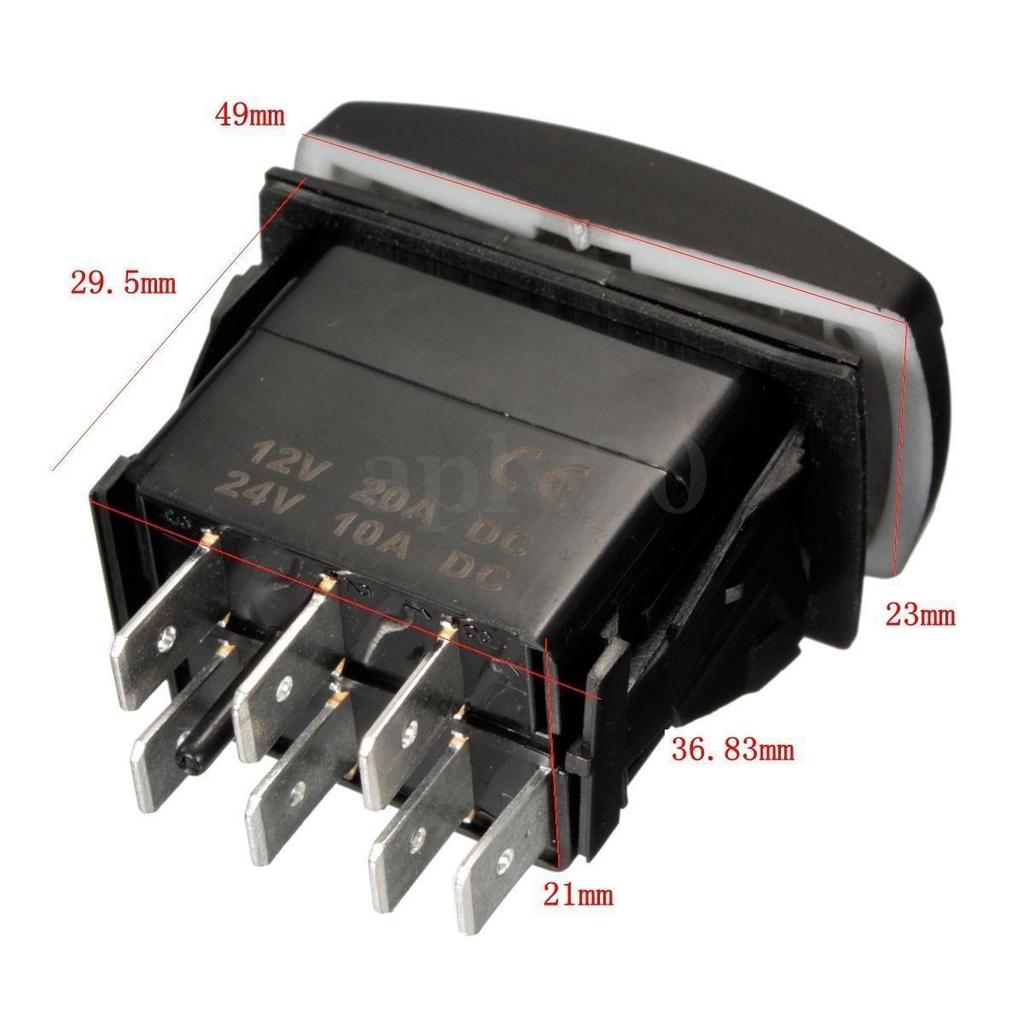 Universal Waterproof IP66 Momentary Rocker Switch Winch In/Out DPDT 7Pin with LED Light