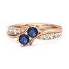 Blue Sapphire Dual Stone Ring - 925 Sterling Silver Rose Gold Vermeil