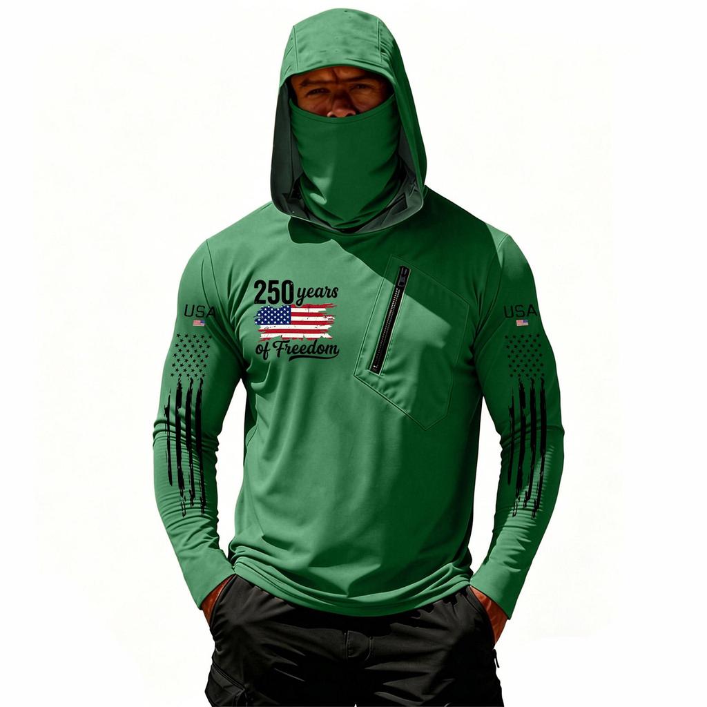 Camiseta Casual con Capucha de Manga Larga para Hombre con Protección Solar