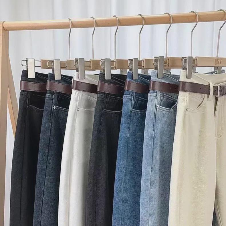 Women's 2025 High-Waist Straight Jeans: Velvet-Thickened, Slim-Fit, Nine-Point Harem Pants for Autumn/Winter