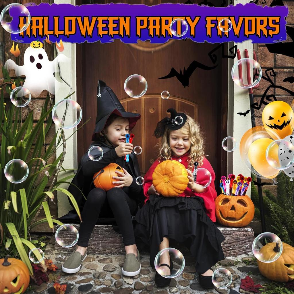 32 PCS Halloween Mini Bubble Wands, Party Favors for Kids, Perfect for Classroom Favors, Boo Basket Stuffers, Non-Candy Treats, Bag Stuffers, Prizes,