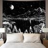 VIKAMA Bedroom Ambience Moon Tapestry Black And White Starry Sky Mountain Tapestry Dark Toned Natural Forest Style Tapestry