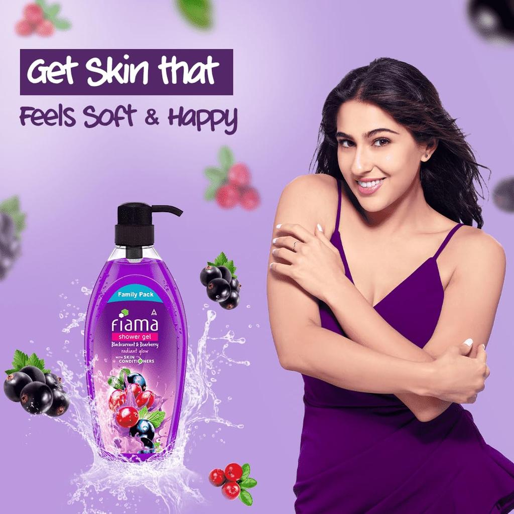 Fiama Body Wash Blackcurrant Bearberry 895ml Family Pack Moisturizing Shower Gel for Radiant Soft Skin