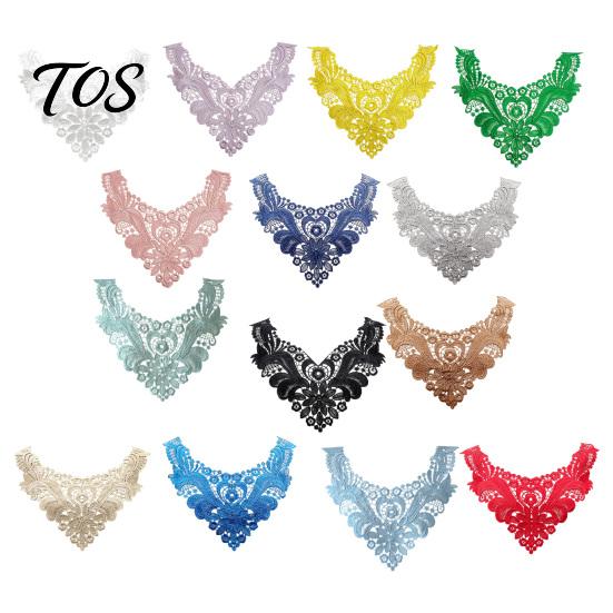 Fashion Neckline Enhancement Floral Lace Collar Insert, Embroidery V-neck Applique, Elegant Crafting Materials for Garments Hollow Petal Design,