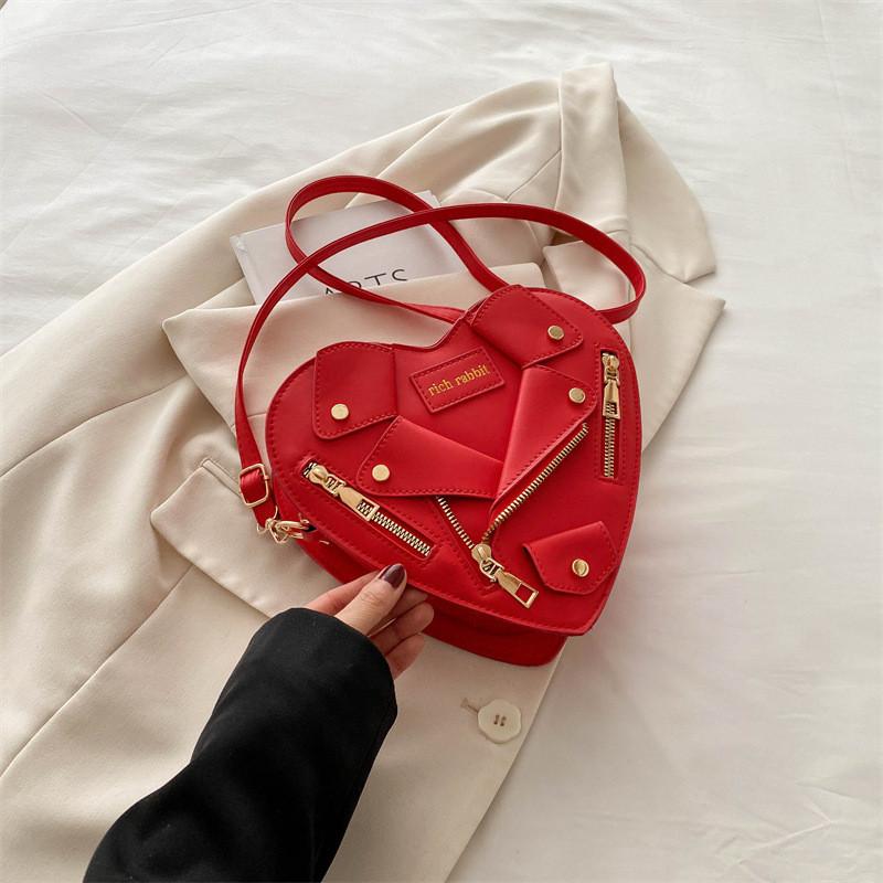 Chic Heart-shaped Shoulder Bag Stylish 2024 Korean Fashion Pu Material For Trendy Girls