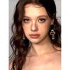 European and American Personalized Cross Earrings Cut Out Long Metal Earrings Niche Style Fancy Non-Piercing Ear Clip Earrings for Women