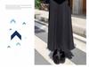 Women's Black High-Waist A-Line Woolen Skirt - Ribbed, Thickened, Autumn/Winter Casual Skirt