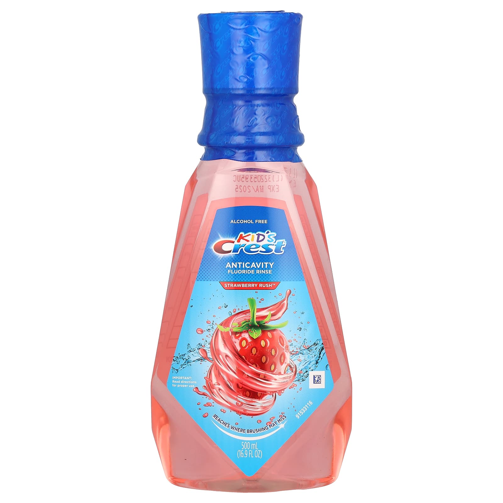 

Crest, Детский ополаскиватель для полости рта с фтором против кариеса, без спирта, со вкусом клубники, 16,9 жидких унций (500 мл)