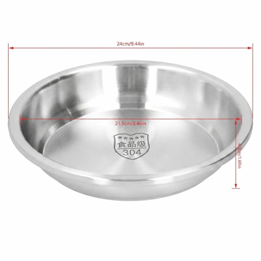 Rustless Steel Metal Plate Polished Surface Food Dish Tray Food Platter Kitchen Food Storage 24cm