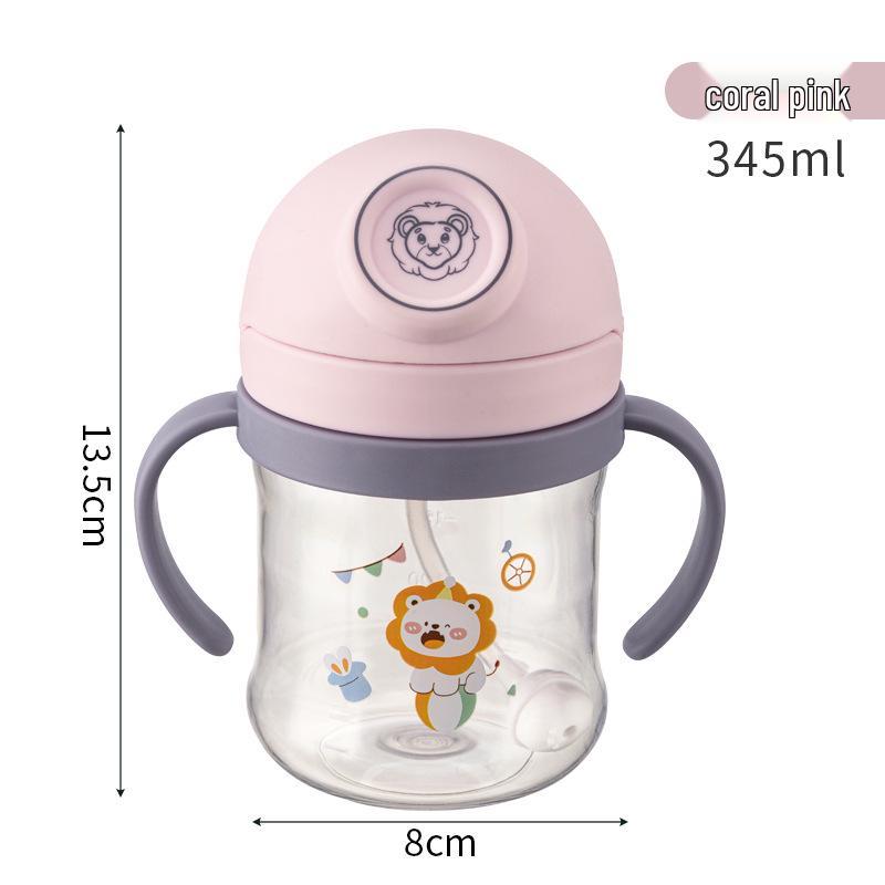 Children's Cartoon Straw Cup: Bite-Resistant Spout, Anti-Choking, Double Handles, Training Water Bottle for Infants and Toddlers