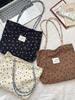 Corduroy Bow Shoulder Canvas Bag - Korean Style Women's Spring Tote