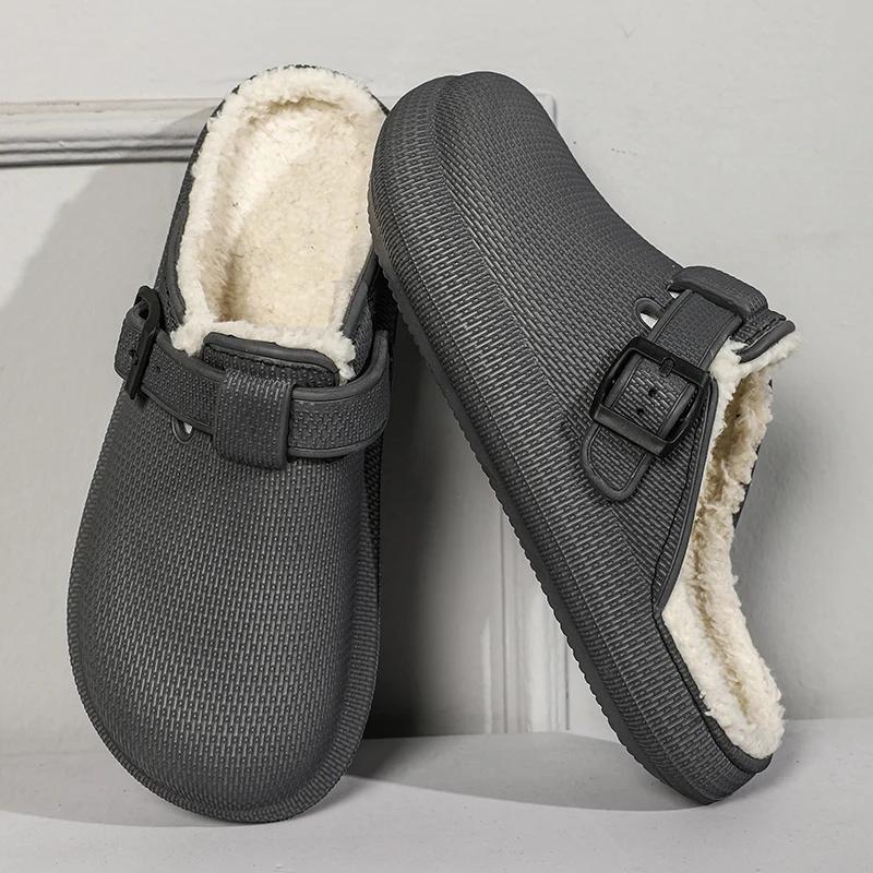 Cotton Slippers Men's New Winter Velvet Warm Slippers Waterproof and Non Slip Slippers Comfortable and Lightweight Cotton Shoes